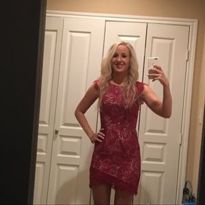 minuet red lace holiday/christmas dress, size small, worn once